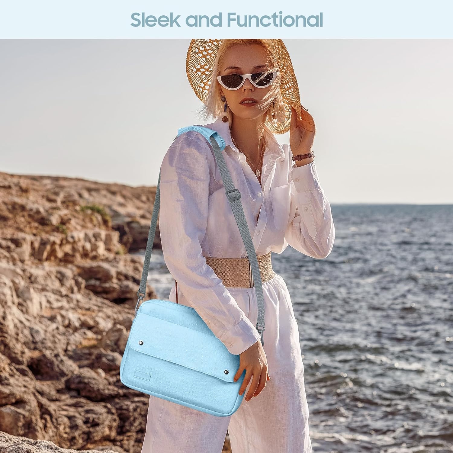 TiMOVO 9-11 Inch Tablet Sleeve Bag with Shoulder Strap Fits iPad 11-inch A16 2025, iPad 10th Gen. 10.9", iPad Gen. 10.2", iPad Air 11/5th/4th Gen. 10.9", Galaxy Tab A9 Plus 11", Light Blue - Image 7