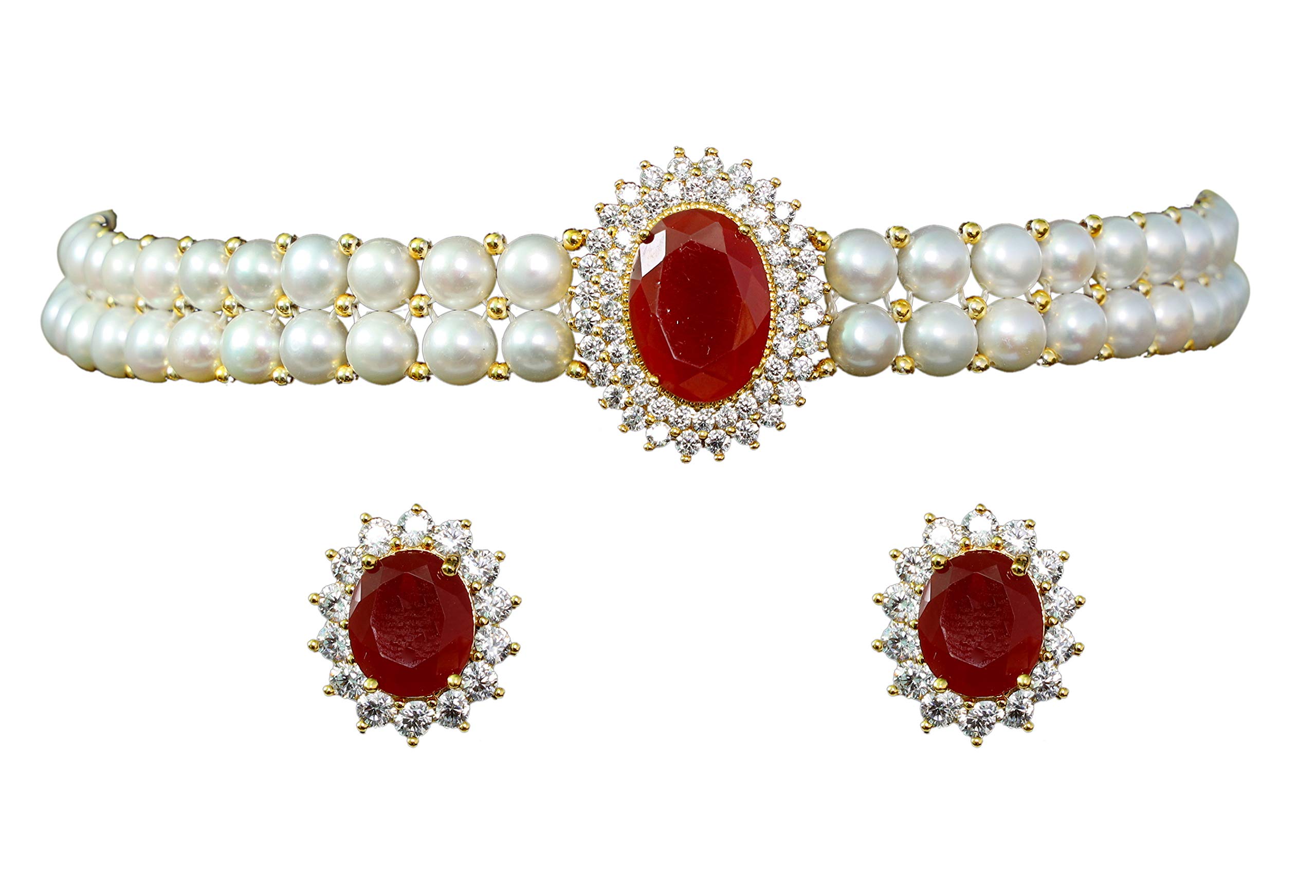 Hyderabad Jewels Natural Fresh Water Choker Pearls Set for Women Girls (Red) (B08KS992VN) Amazon Price History, Amazon Price Tracker