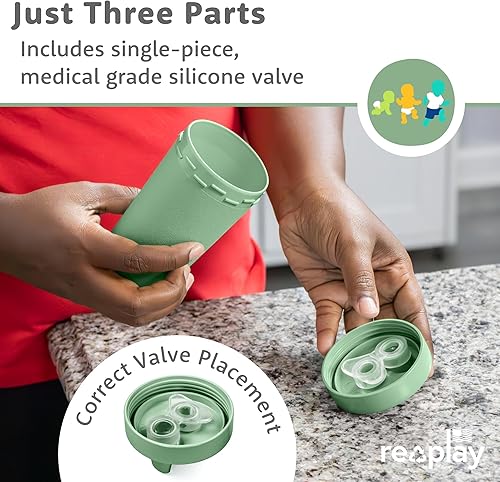 Miniatura 8 de Re-Play - Vasos de 10 onzas, hechos en EE.UU. Vasos antiderrames para la alimentación de bebés, niñas y niños pequeños, en color blanco, rosa hielo