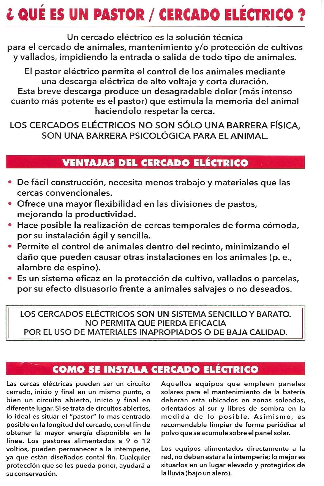 Pastor eléctrico con Placa SOLAR 10W Y Batería recargable de 12 V, Alcance Mod. IMOPACTO SOLAR PA160