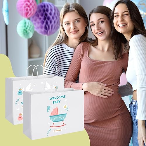 Miniatura 23 de MESHA Bolsas de papel grandes de 10 x 5 x 13 pulgadas, bolsas de papel kraft para compras con asas, paquete de 50 bolsas de regalo grandes, bolsas