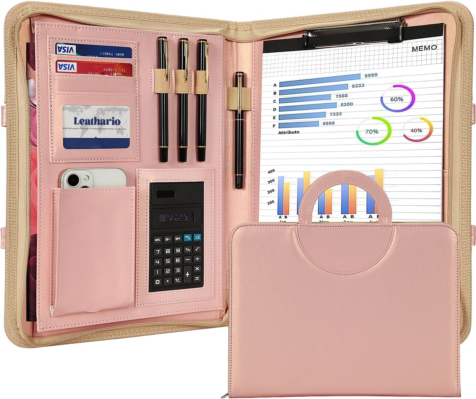 TOPLIVE Konferenzmappe A4 Aus Leder - Professionelle Dokumentenmappe Mit Schreibblock Für Business & Schule