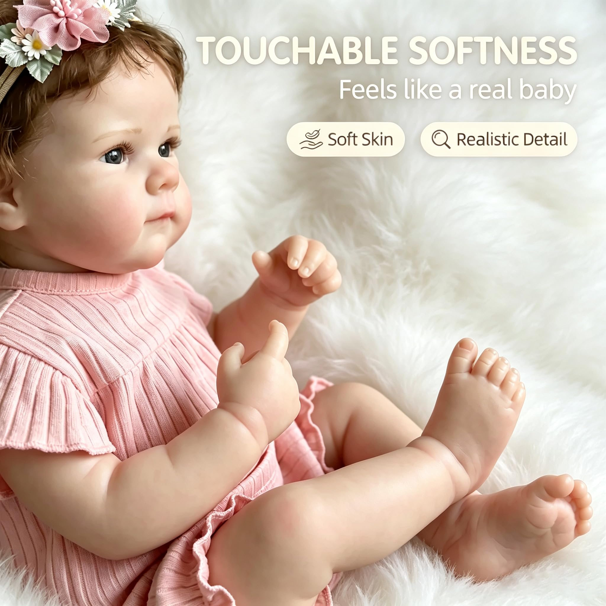 Bambole Reborn Femmina Realistica – Neonato Reborn 48cm con Occhi Aperti in Vinile Morbido, Bambola Realistica per Bambine e Bambini, Collezionisti, Compleanno e Festività