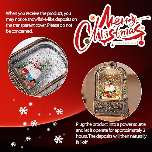 Miniatura 5 de Globo de nieve de gnomo de Navidad, 10.2 luces musicales de globo de nieve con temporizador de 6 horas y alimentado por USB, globos de nieve de