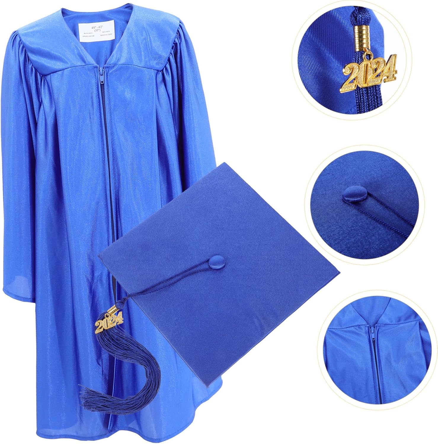 VANZACK 1Set Graduation Cap and Gown with Cap Hidden Zipper Gown Complete Outfit for Boys for Preschool and Kindergarten Ceremonies