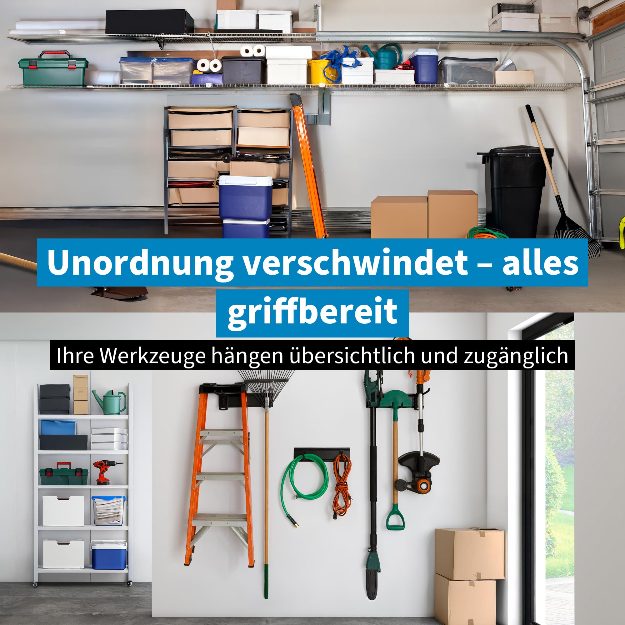 Precision Defined Wandhalterung für Gartengeräte, 122 cm | Schwerlast-Halter aus Kohlenstoffstahl, Verstellbare Haken