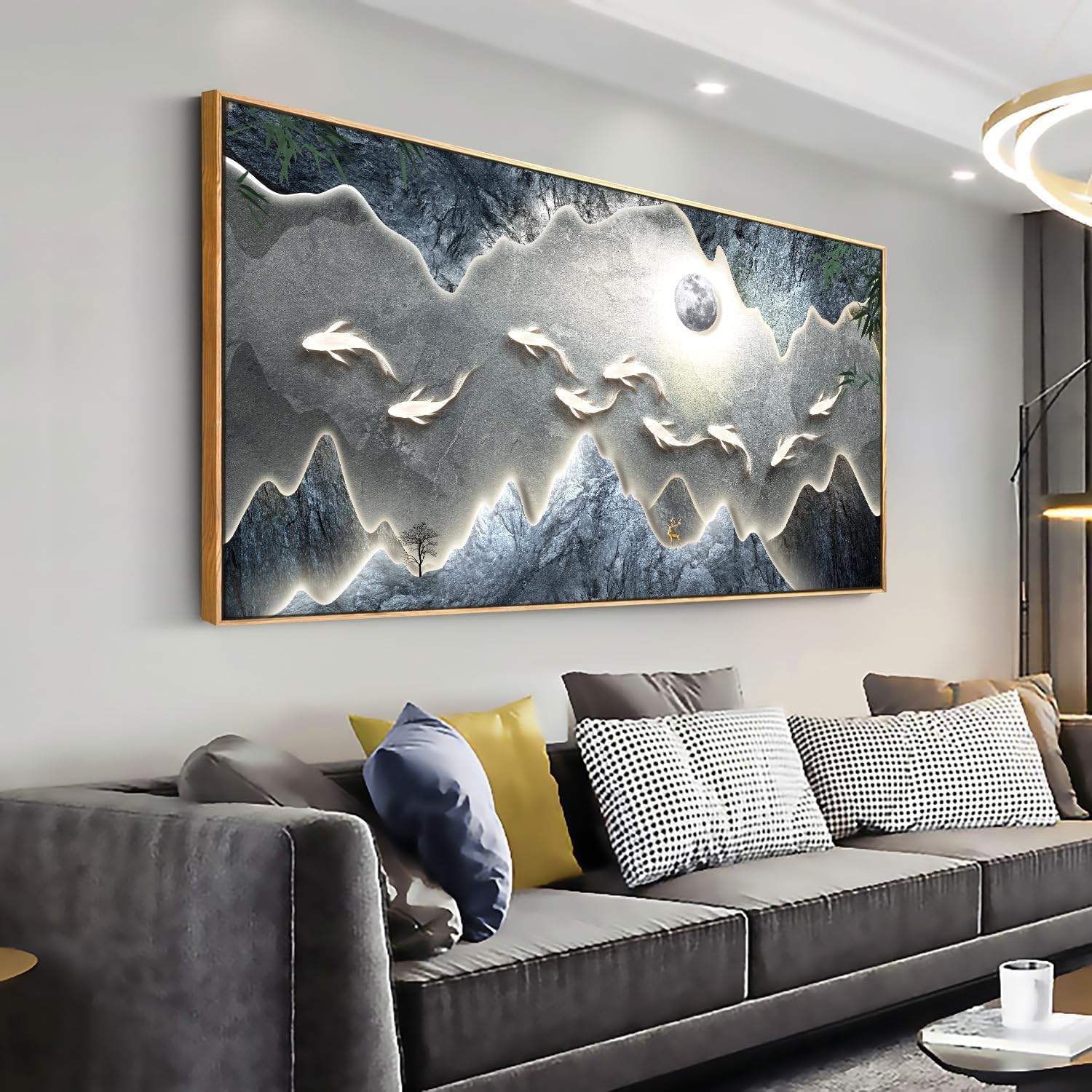 Solid wood Framed Canvas Wall Art Vintage Decor, Classical Oil Painting Canvas Prints Champ fleuri Vintage 29X58Wall Art for Home Room Bathroom Decor