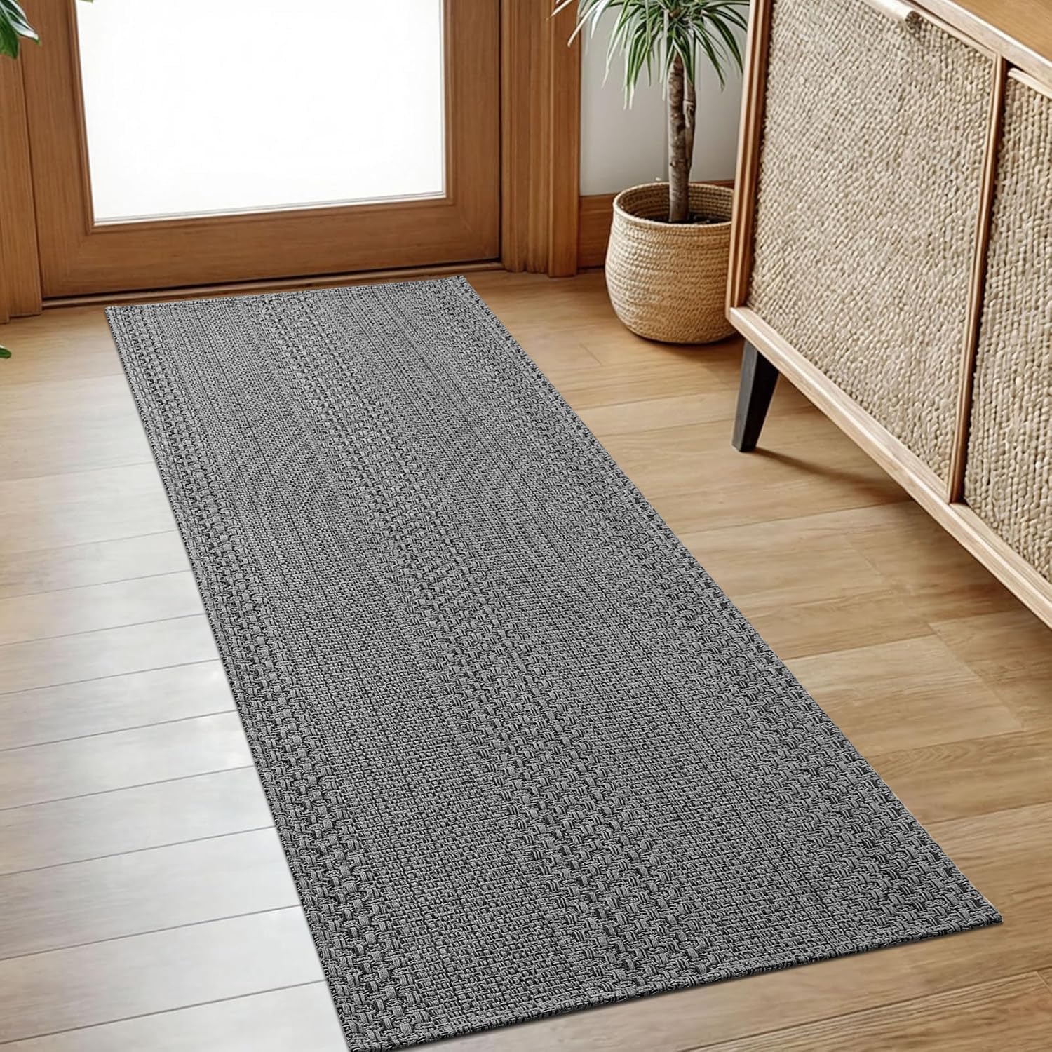 Tappeto da cucina lavabile 60 x 180 cm, tappeto da soggiorno in cotone, tappeto corridoio in lavatrice, facile da pulire per corridoio, lavanderia, camera da letto, passaggio, grigio