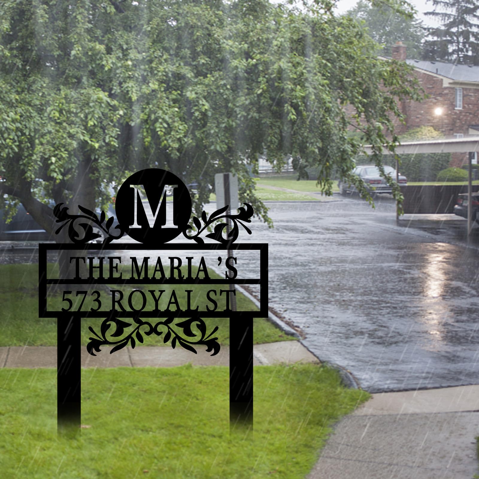 Address Sign With Stakes,Personalized Outdoor House Number,Last Name Family Sign,Custom Metal Address Sign,Outdoor Modern Handmade House Number Plate,Outdoor House Number