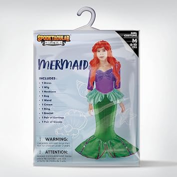 Spooktacular Creations Halloween Little Mermaid Costume for Girls, Sequin Mermaid Dress Set, Dark Purple Princess Dress for Toddler Dress-Up, Cosplay Party (Small, 5-7 yrs)