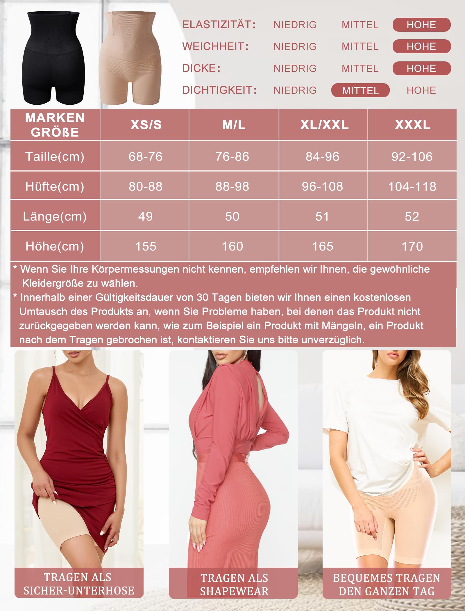 SURE YOU LIKE Damskie spodenki modelujące brzuch wysoki stan trener sylwetka modelująca pośladki bielizna plus size