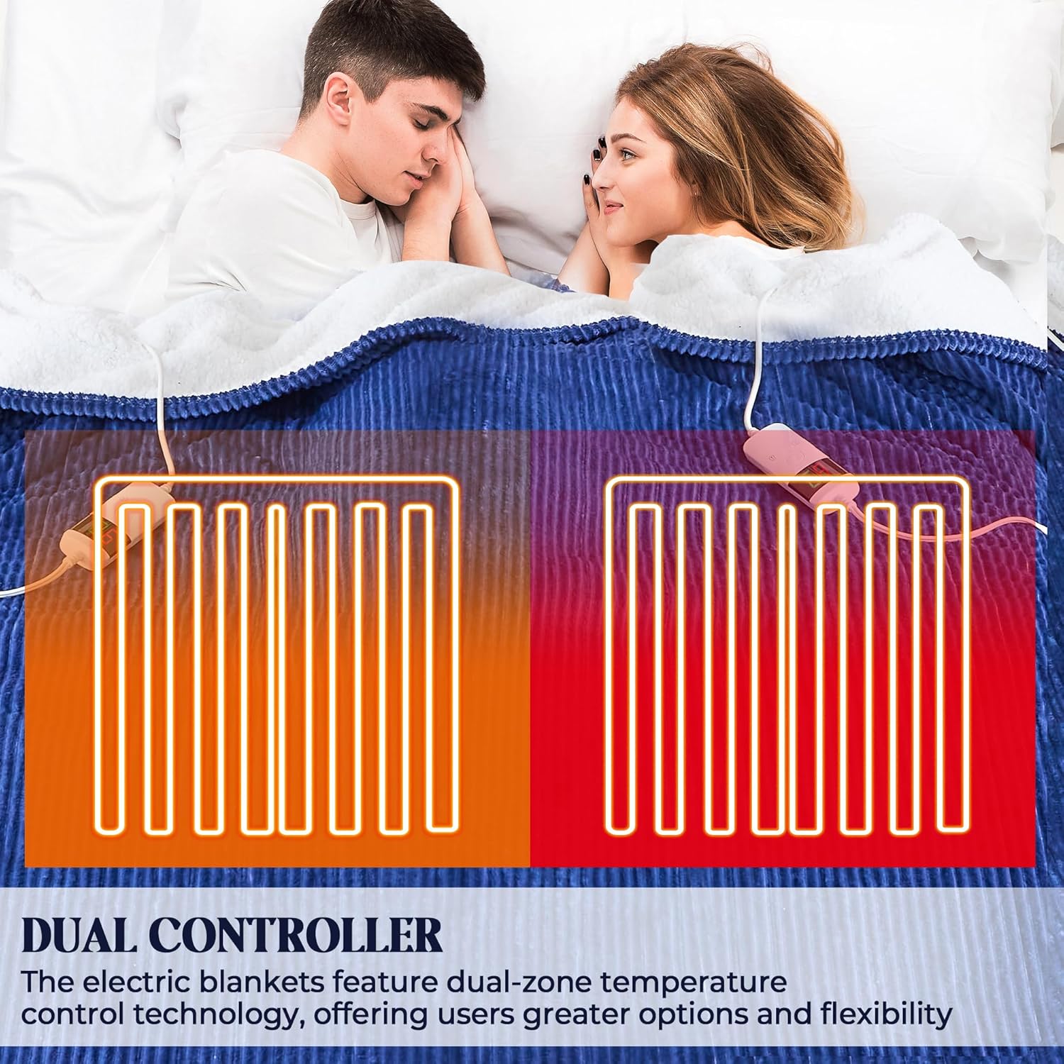 Heated Electric Blanket King Size 100"x 90" Heating Thow Blanket Soft Warm Thick Bed Blanket for Cold Winter 5-Position Timer &9 Heating Setting Home Office Use & Washable - Image 3