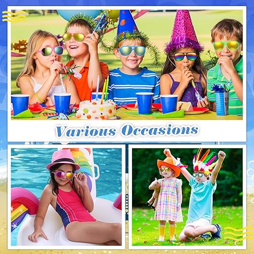 Miniatura 7 de Mepase 54 lentes de sol neón para niños, lentes de sol a granel, regalos de fiesta, estilo de los años 80, suministros de verano para fiestas