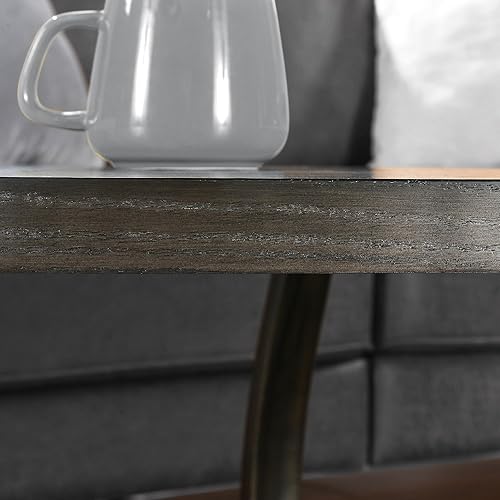 Miniatura 7 de MODERION KFZ2439DK - Mesa auxiliar ovalada con estante de almacenamiento, mesa de té de centro industrial con patas de metal, mesa de sofá lateral