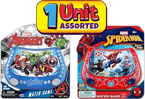 Miniatura 2 de JA-RU Marvel - Juego de agua clásico de mano (2 unidades de estilo surtido) Avengers & Spiderman. Anillo de agua de juguete de arcade solo agrega