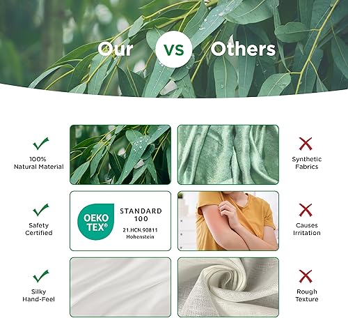 Miniatura 5 de Bedsure Funda de edredón refrescante tamaño Queen, absorbe la humedad y sedosa, juego de funda de edredón híbrida de algodón de eucalipto lyocell