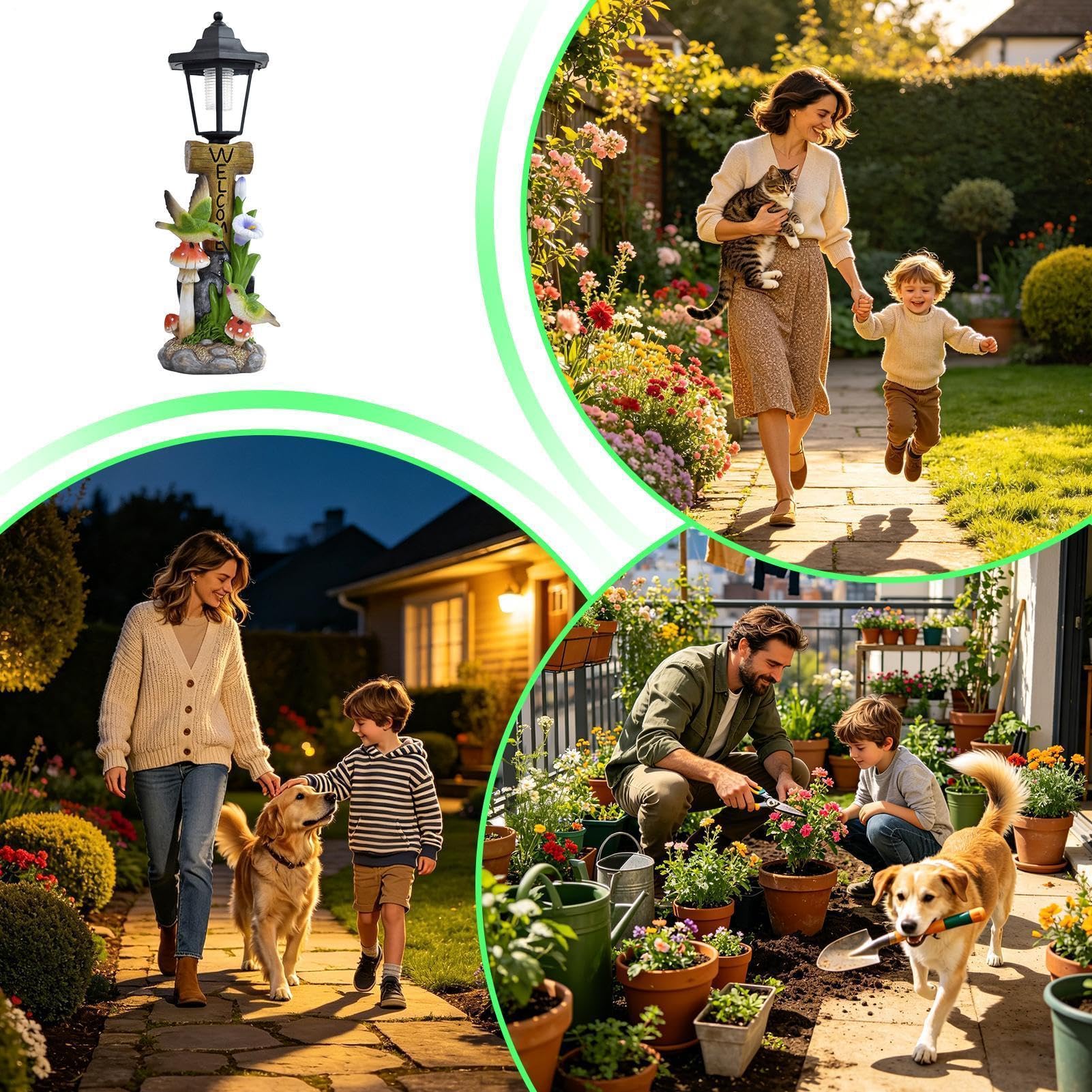 Las Estatuas Solares de Jardín Figura de Resina Resistente a la Intemperie | Estatua solar LED Para Balcón, Porche, Patio, Jardín, Pasillo, Patio Trasero,