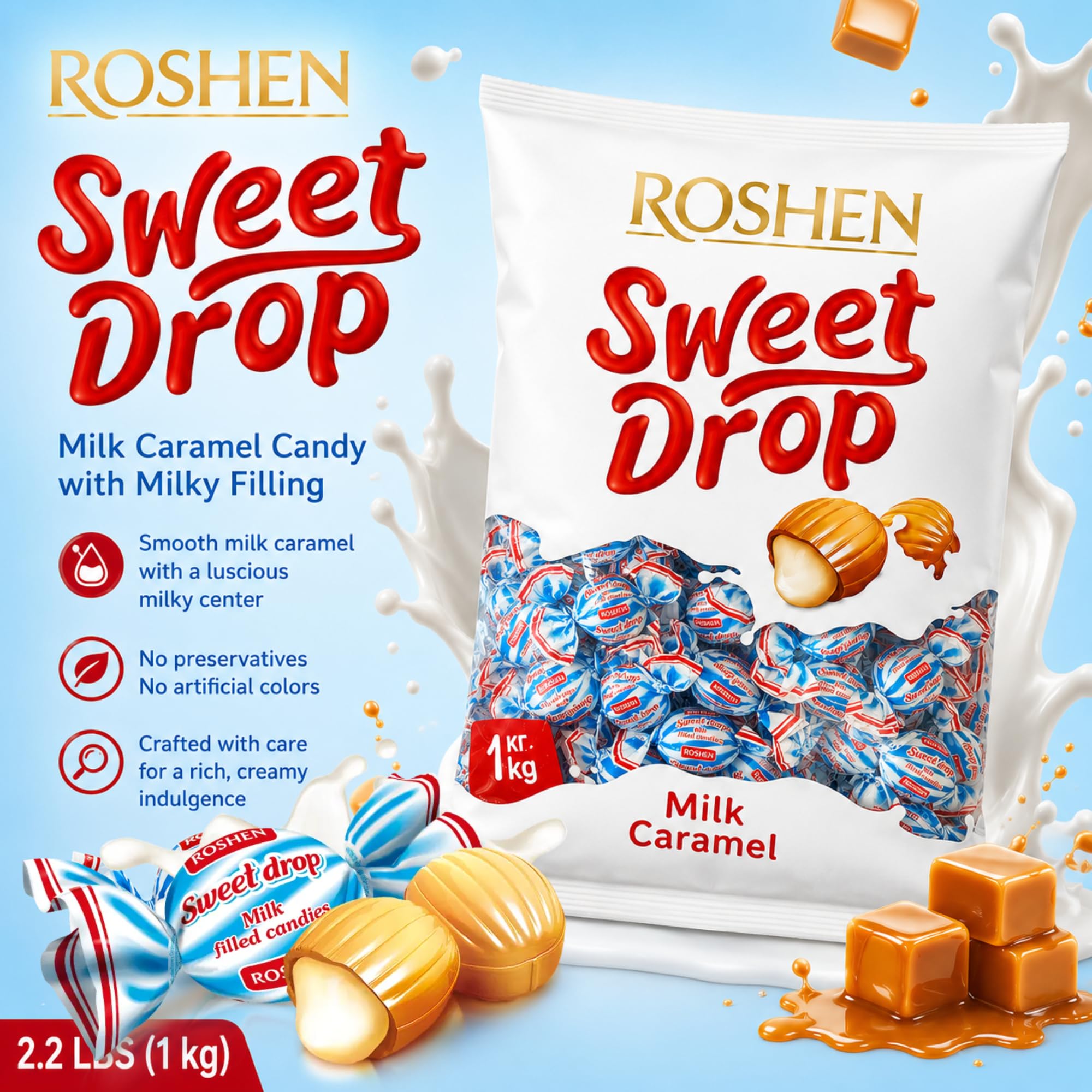 ROSHEN Cukierki Sweet Drop mleczne nadzienie 1kg