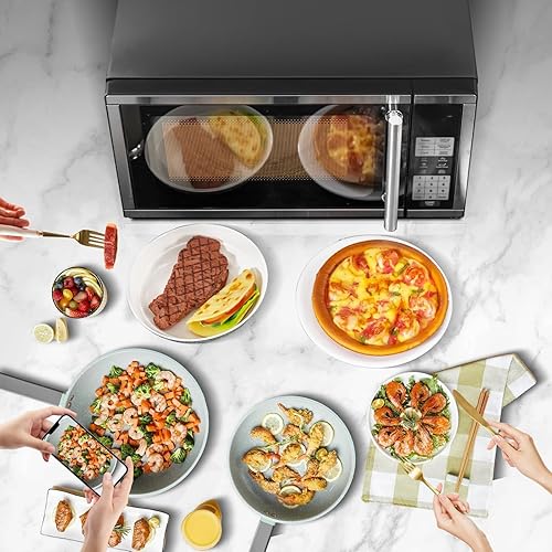 Miniatura 6 de Hornos microondas para encimera de 0.7 pies cúbicos, horno microondas de 700 vatios con iluminación LED, plato giratorio y bloqueo para niños,