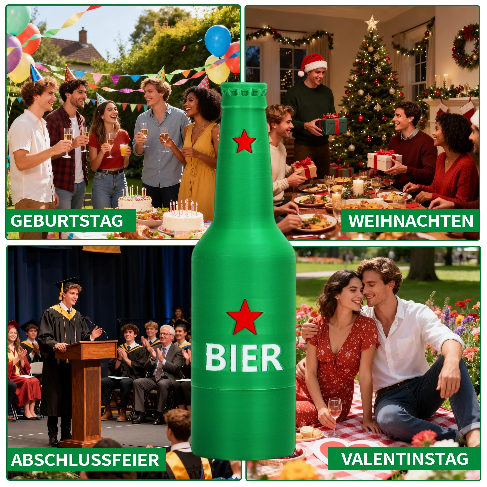 3D Bierflasche Labyrinthbox für Geld, Geschenkbox für Kleinigkeiten, Rätselbox für Geldgeschenke Und Gutscheine, Kreatives Wunscherfüller Geldgeschenk für Geburtstag, Weihnachten - Grün