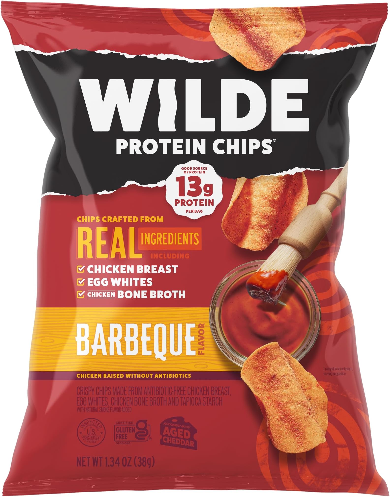 WILDE Barbeque Protein Chips, Thin and Crispy, High Protein, Keto Friendly, Made with Real Ingredients, 1.34oz Bags (Pack of 8)…
