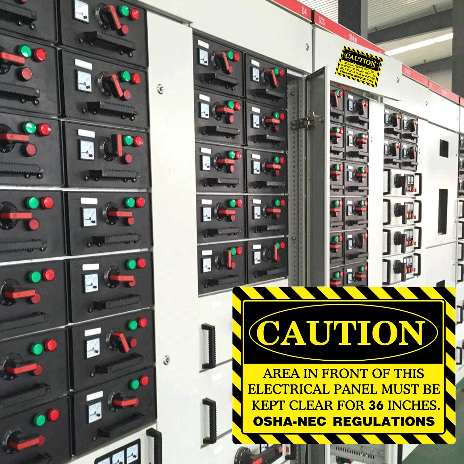 4 Pack Caution Area in Front of This Panel Must Be Kept Clear for 36 Inches Sign OSHA Labels 7"x10" Safety Sign Vinyl Stickers Do Not Block Electrical Panel Floor Decal - Image 4