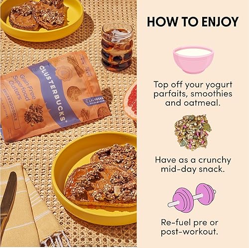 Miniatura 3 de Clusterbucks - Granos de superalimentos sin granos, granola apta para dieta cetogénica con trigo sarraceno germinado cultivado regenerativamente,