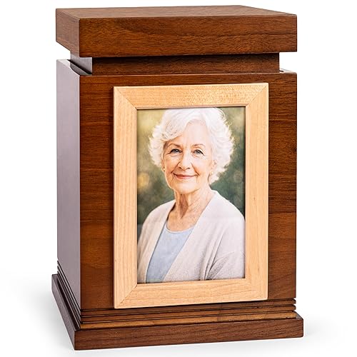 Urns Human Ashes - Wooden Keepsake Box with Photo Frame