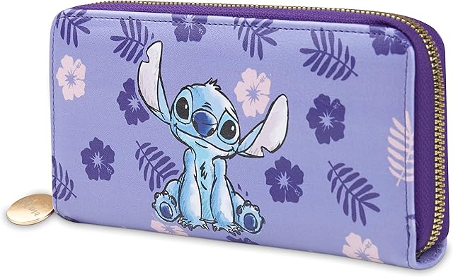 Disney Purses for Women, Stitch Coin Purse with Card Slots, Gifts for Women (Purple)