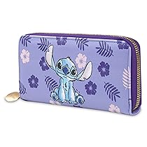 Disney Stitch Portafoglio Zip Donna Adolescenti con Slot per Carte, Regalo Donna (Viola Stitch)