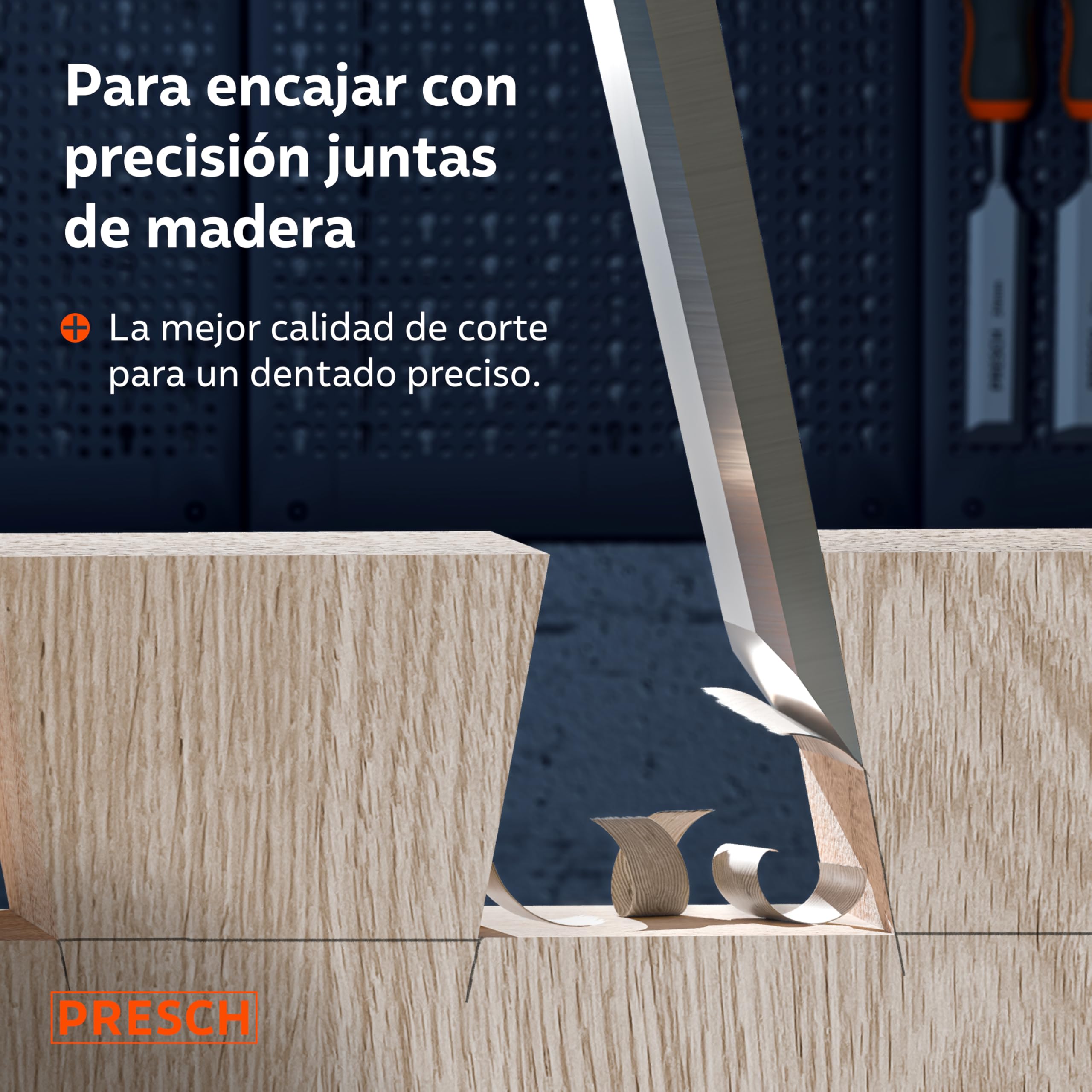 Presch Juego de cinceles para madera 6 uds. - Completamente afilados (6, 12, 18, 24, 32, 38mm) - Con ángulo de cuña de 25° e una robusta caperuza metálica para impactos