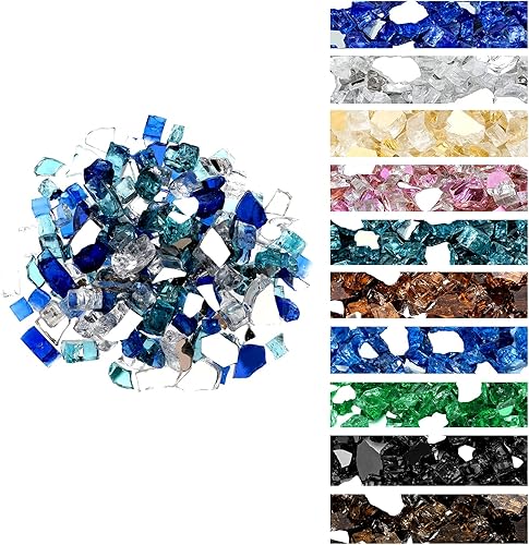 Miniatura 27 de Onlyfire - Vidrios reflectantes de fuego para fogatas naturales o de propano, chimeneas o troncos de gas, 10 libras Cobre+oro+platino