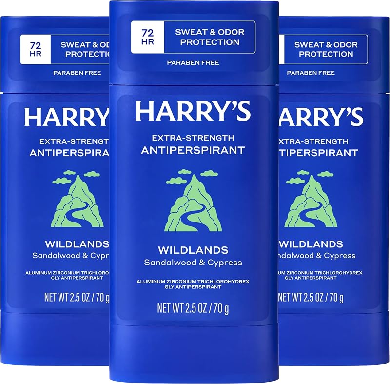 Harry's Desodorante antitranspirante extrafuerte, antitranspirante para control de sudor y olores para hombres, Wildlands, 2.5 oz, paquete de 3