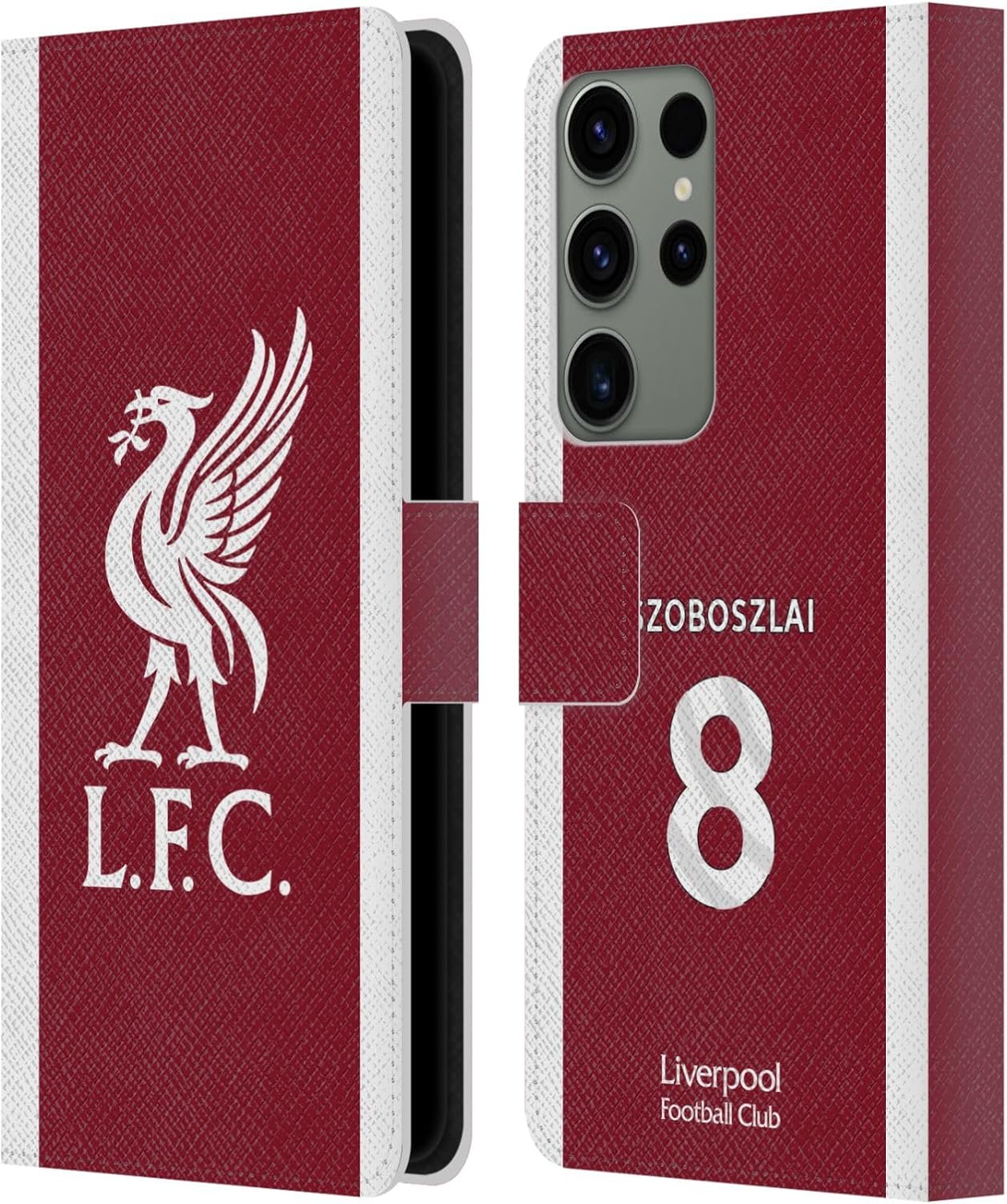Head Case Designs Officially Licensed Liverpool Football Club Dominik Szoboszlai 2023/24 Players Home Kit Leather Wallet Case Compatible with Samsung Galaxy S23 Ultra 5G