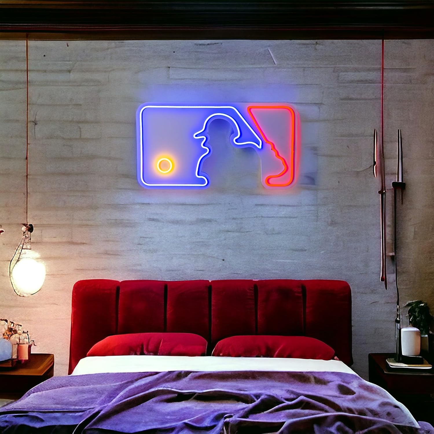 Baseball Pitcher Neon Sign – LED Wall Light for Sports Rooms, Baseball Decor