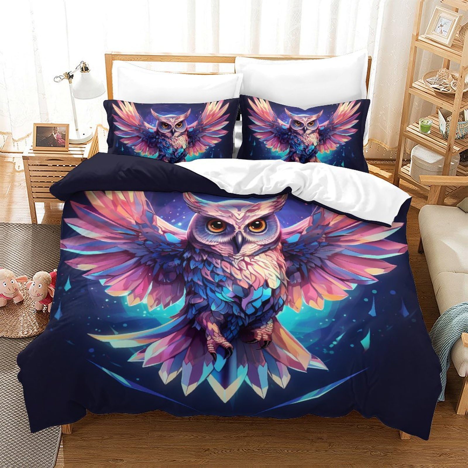Linge de lit chouette en microfibre supérieure avec motifs texturés 3D