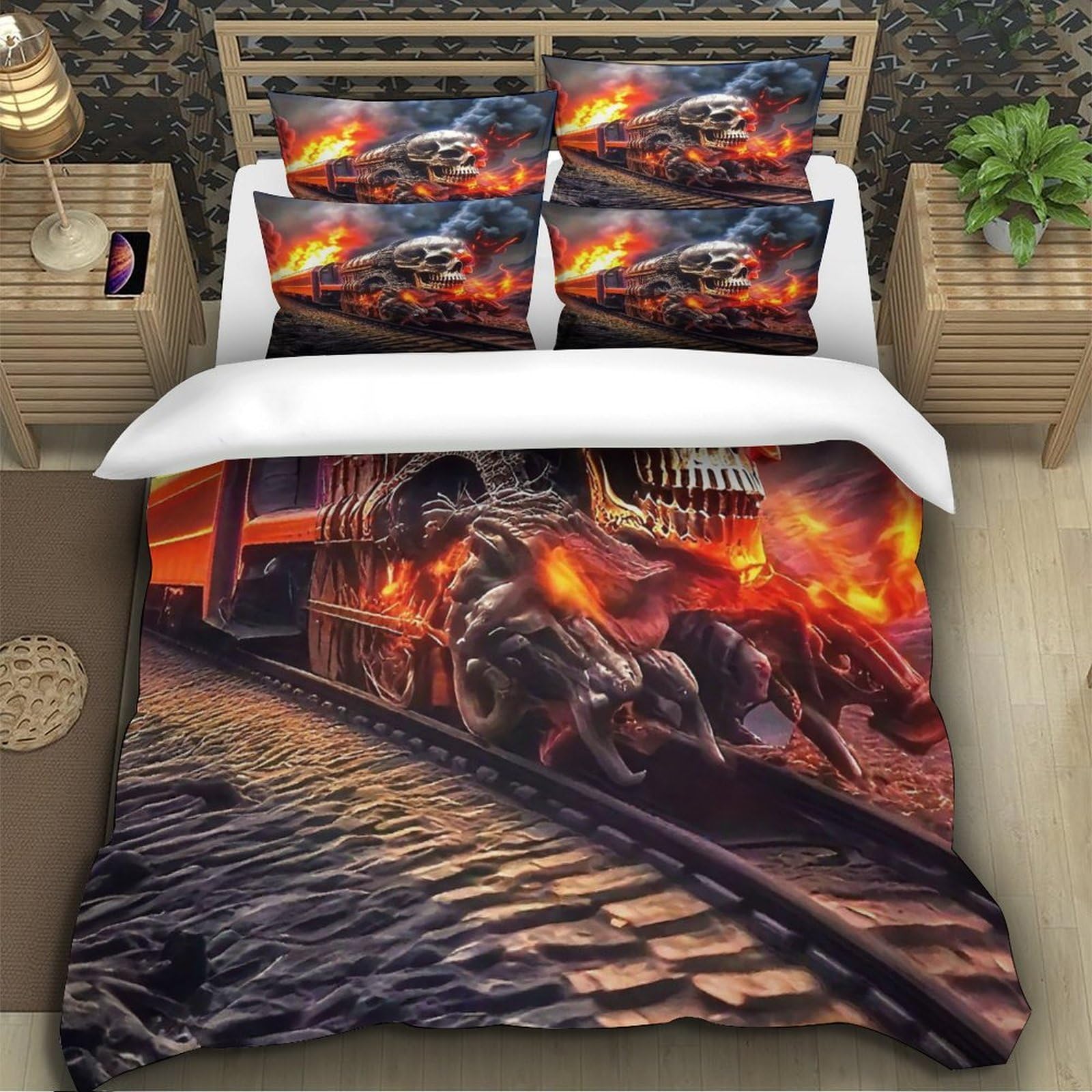 Housse de couette imprimée en 3D motif Halloween parure douce avec fermeture éclair cachée