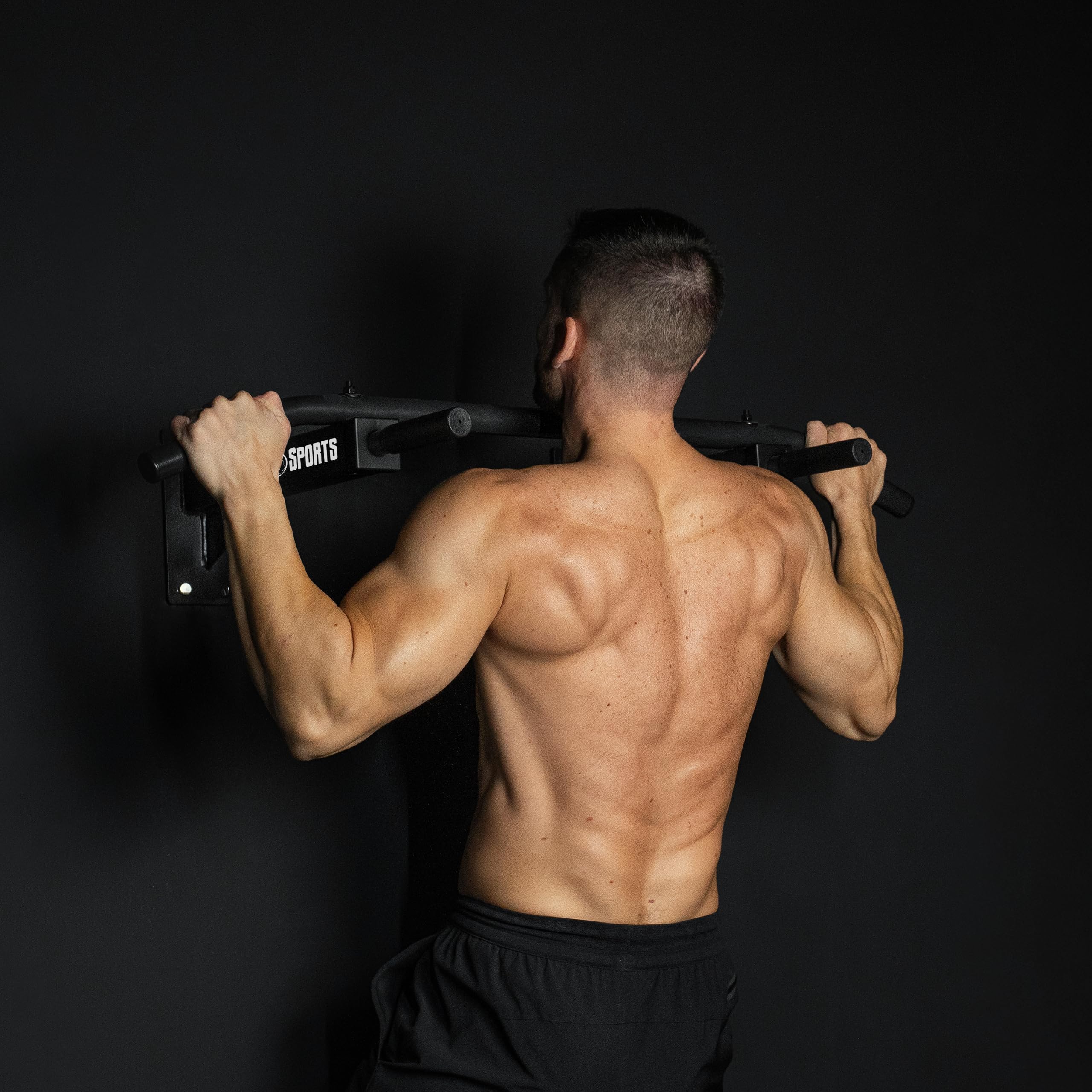 GORILLA SPORTS® Barra per Trazioni – per Parete, a Muro, Antiscivolo, con/senza Banda Resistenza, Max 350kg, Acciaio, Nero/Bianco – Pull Up Bar, Sbarra di Sollevamento, Multifunzione, Fasce Elastiche