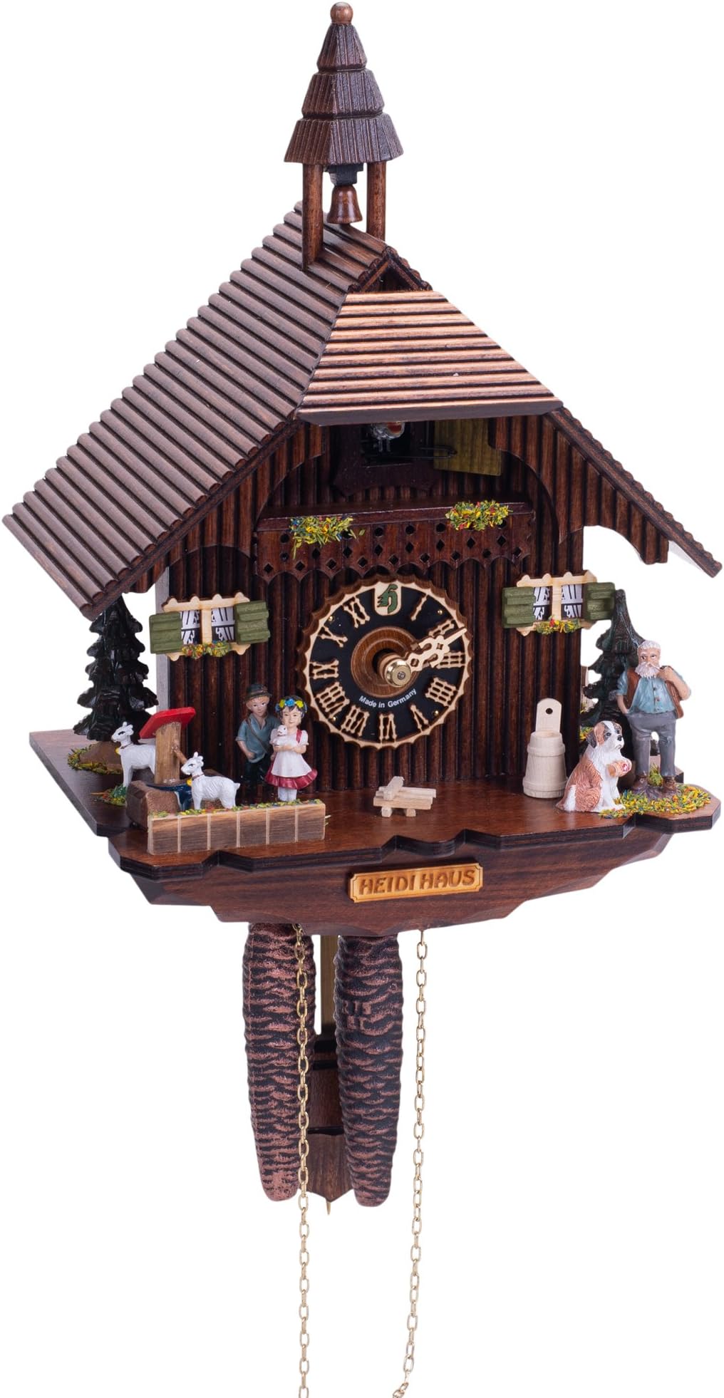 Heidi Haus Chalet 8.5 x 10 Inch Handmade Italian Wood Wall Hanging Cuckoo Clock
