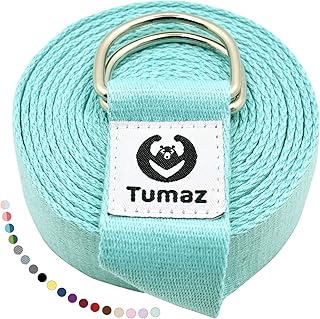 Tumaz Yoga Strap/Stretch Bands [15+ Colors, 6/8/10 Feet Options] with Extra Safe Adjustable D-Ring Buckle, Durable and Comfy Delicate Texture - Best for Daily Stretching, Physical Therapy, Fitness