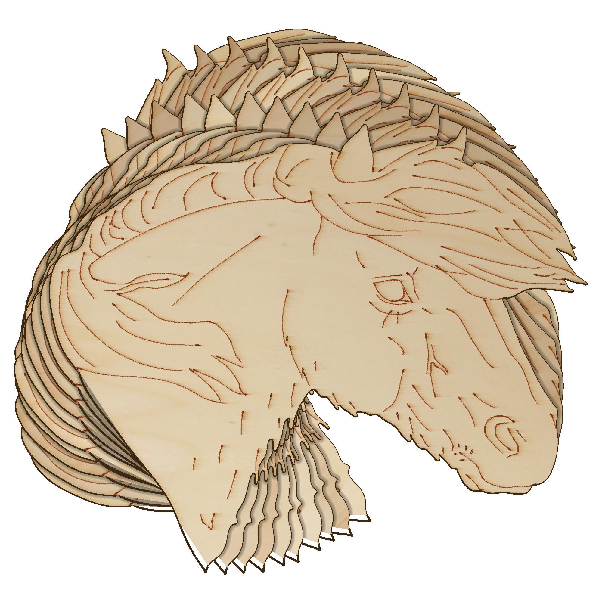 10x Wooden Shetland Pony Horse Head Craft Shapes 3mm Plywood(5 x 6cm,No Hole)