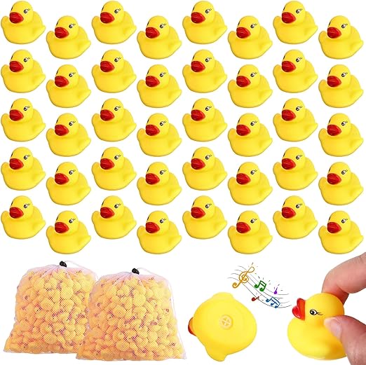 Mini Rubber Ducks Bulk with Bags Yellow Tiny Ducks Squeak