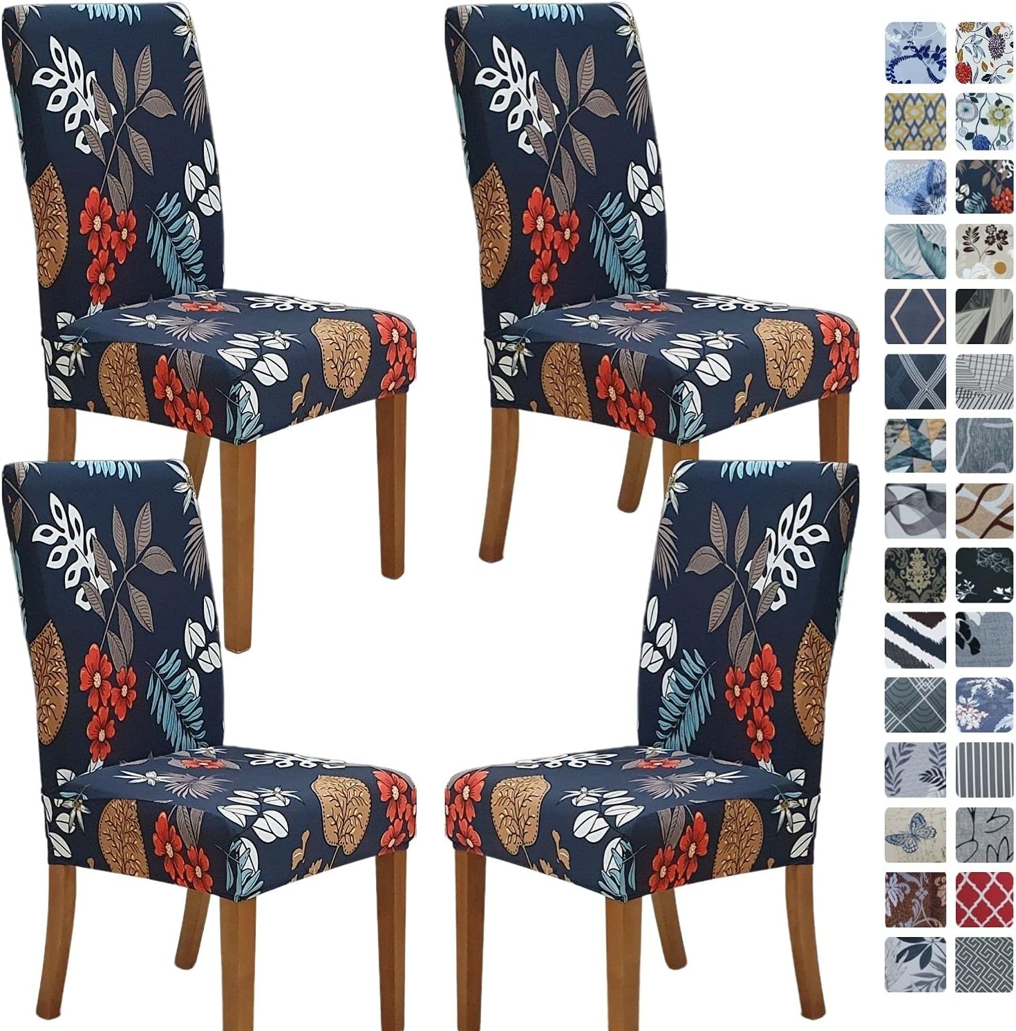 SPRINGRICO Chair Covers for Dining Room Set of 4, Stretch Dining Chair Cover, Washable Spandex Kitchen Parsons Chair Slipcovers, Removable Seat Protector for Home or Party (4 Pack, Garden Wind)