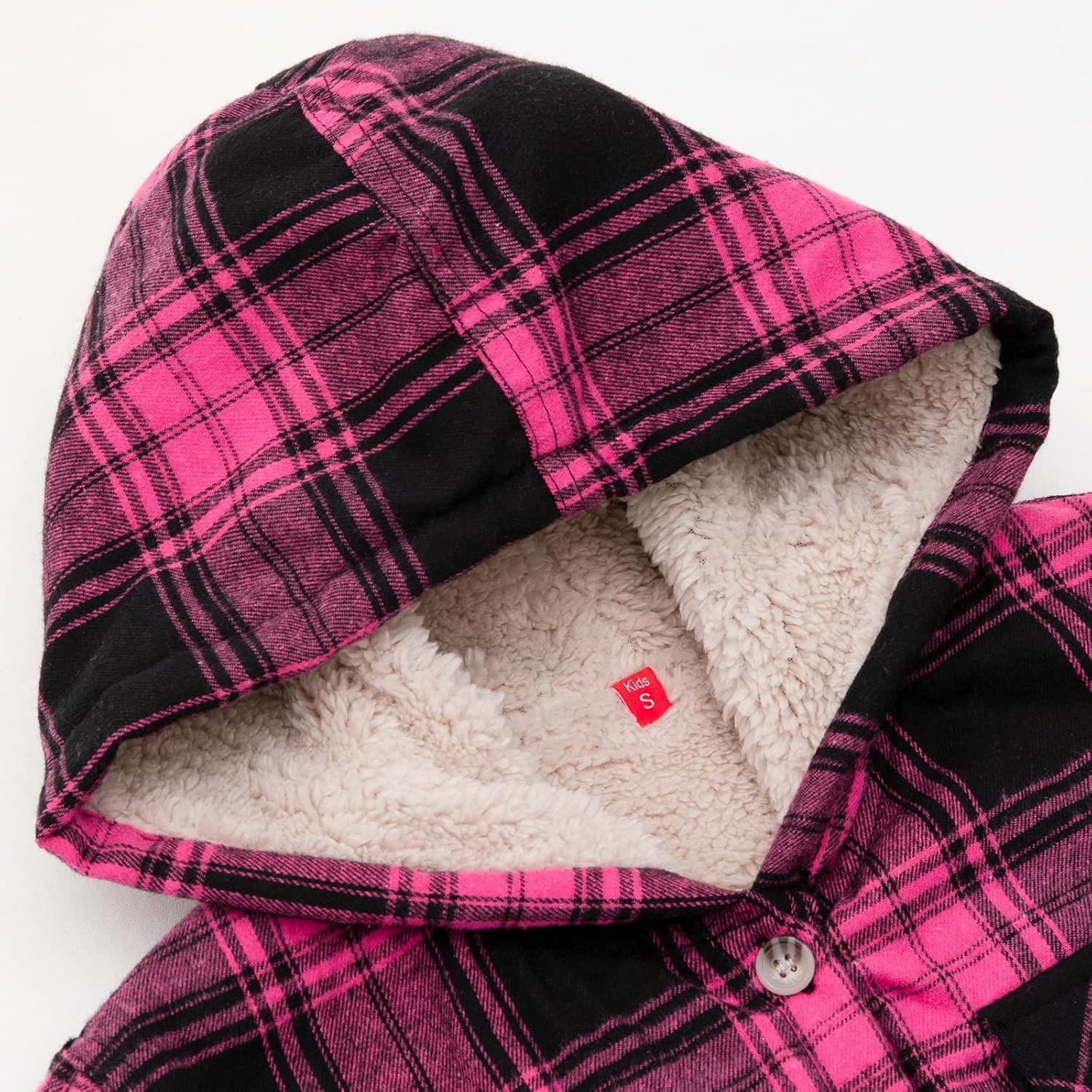 ThCreasa Girls Plaid Sherpa Lined Flannel Shirt Jacket Button Up Warm Jackets with Hood