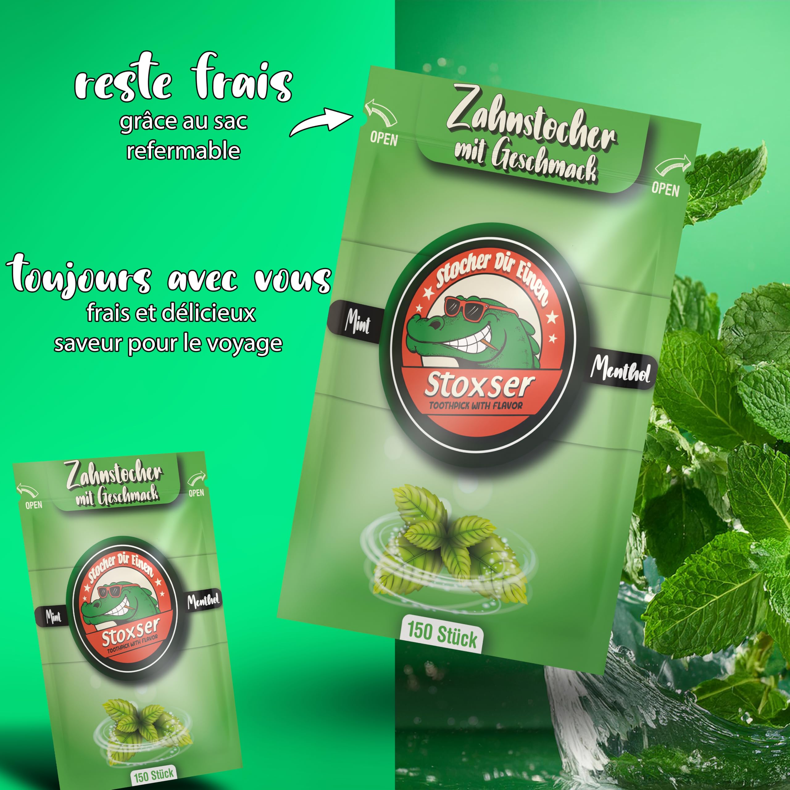 Lot de 150 cure-dents menthe menthol - Cure-dents sans sucre - Fil dentaire