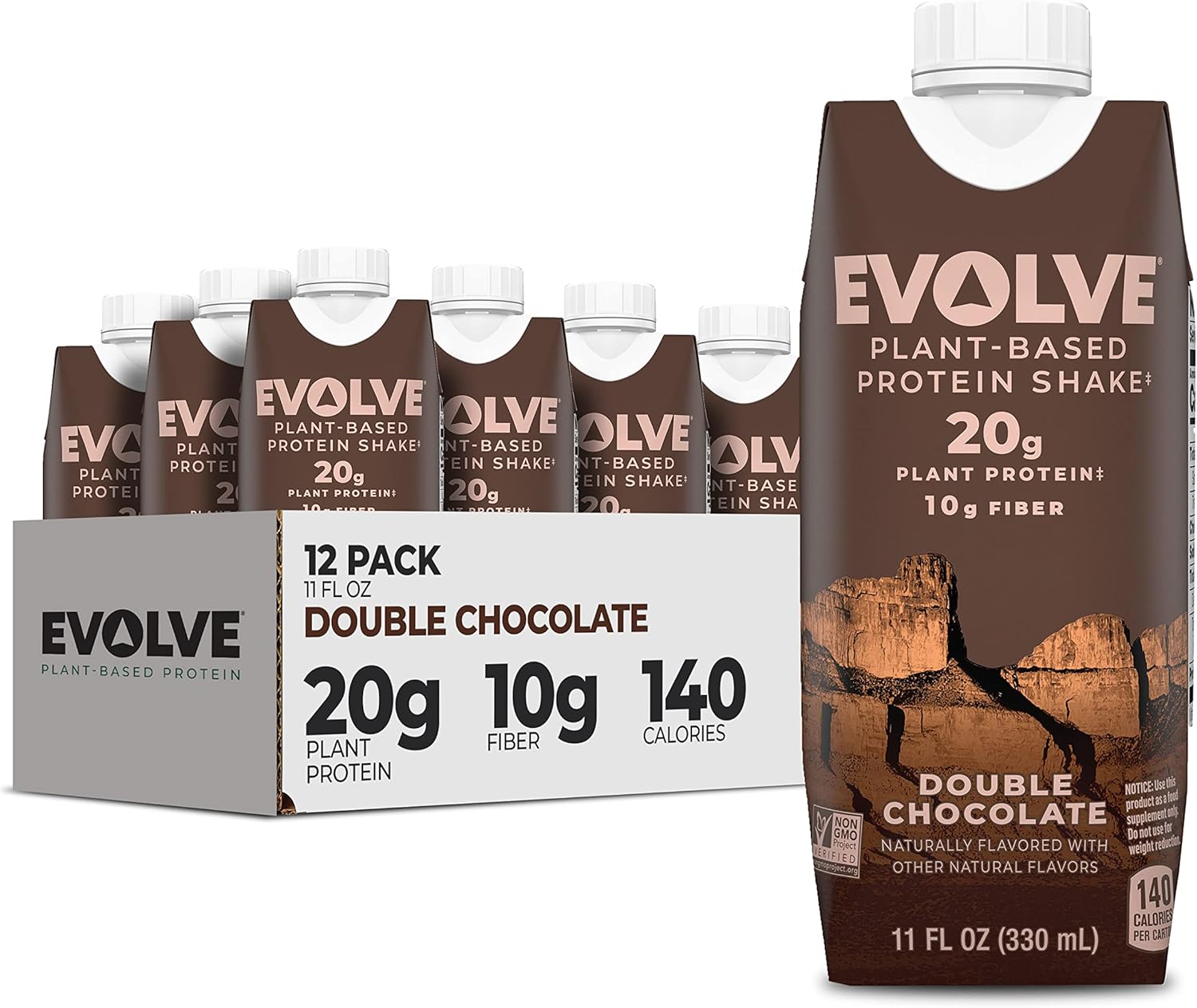 Evolve Protein Shake, Classic Chocolate, 20g Protein, 11 Fl Oz, Pack of