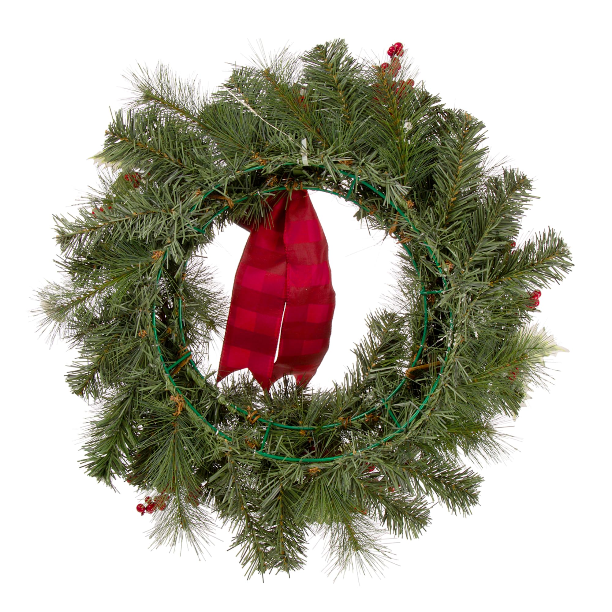 Glitzhome Künstlicher Weihnachtskranz, Dekorative Kränze mit Beeren-Tannenzapfen für Haustür und Wand, 61 cm Durchmesser