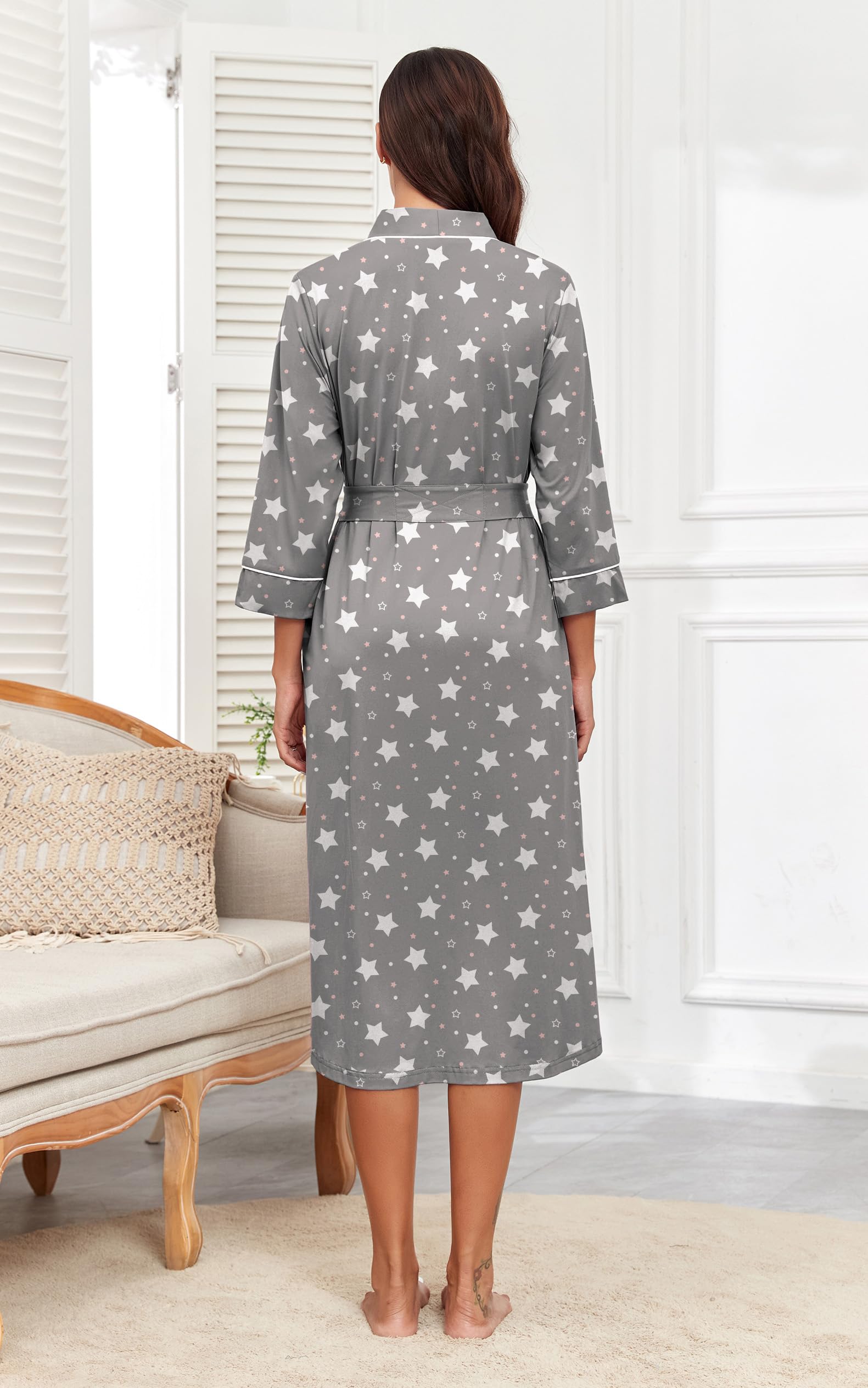PrinStory Morgenmantel Damen Leicht Bata para mujer Mujer