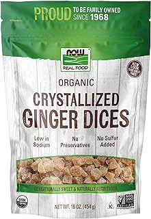 NOW Foods, Organic Crystallized Ginger Dices, Low-Sodium, Preservative-Free and Non-GMO, 16-Ounce (Packaging May Vary)