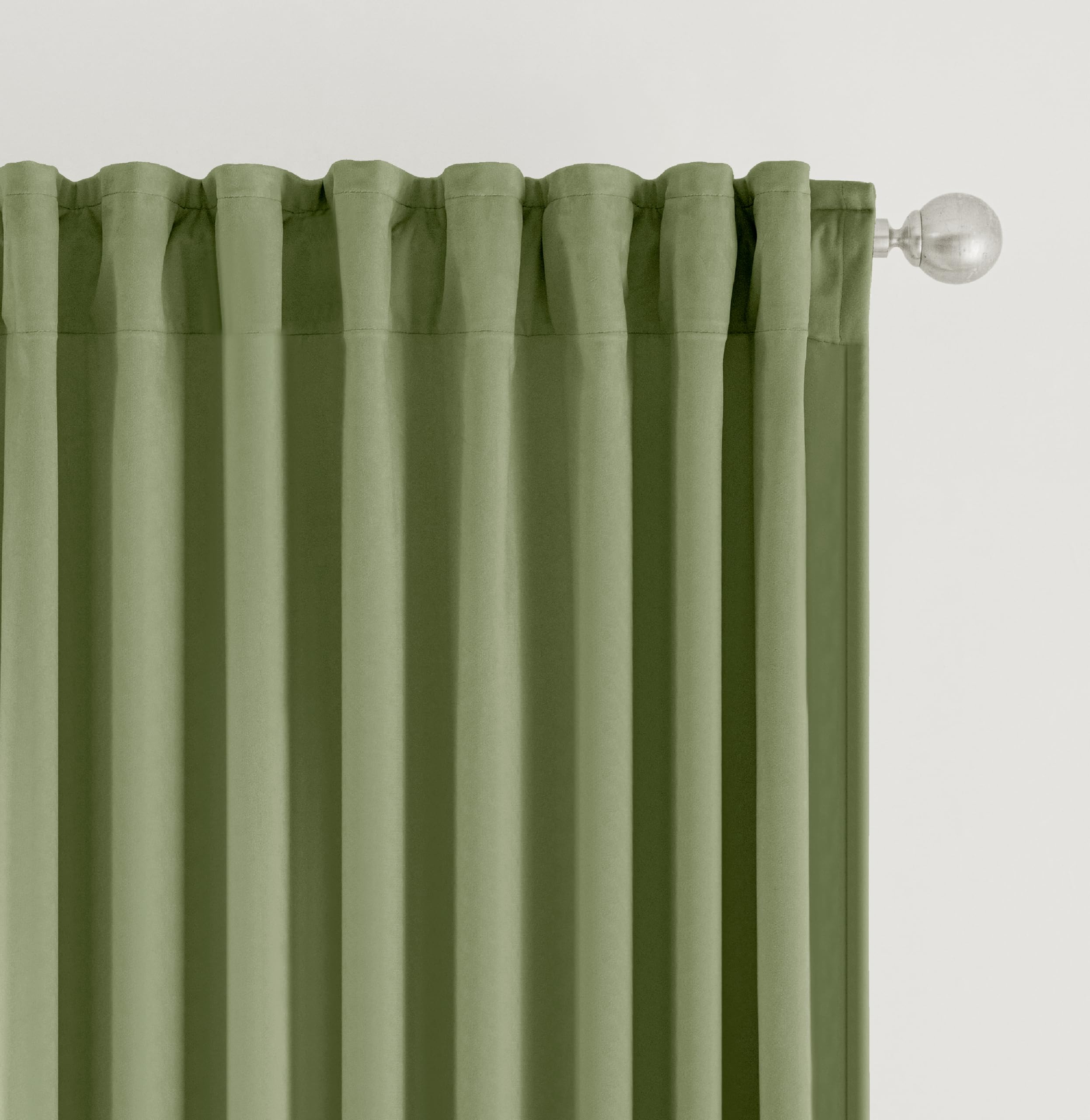 SNITIE Sage Green Velvet Curtains with Back Tab and Rod Pocket Thermal Insulated Soft Privacy Light-Filtering Velvet Drapes for Bedroom and Living Room, Set of 2 Panels, 52 x 108 Inches Long